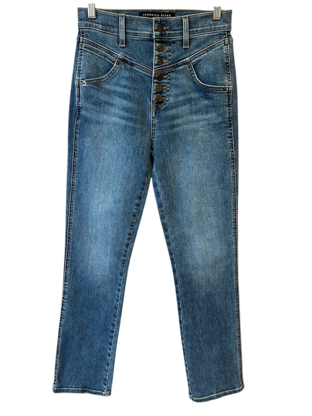Veronica Beard Ryleigh Slim Straight High Rise Jeans Medium Blue Size 26 Classic